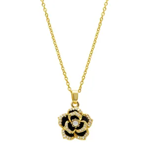 14K Gold Plated Black Crystal Carnelian Necklace