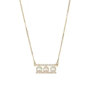 14k Gold Plated Pearl Bar Pendant Necklace