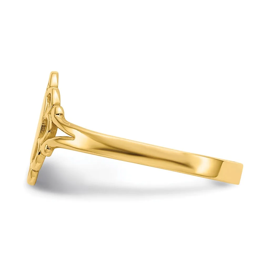 14KT Yellow Gold Childrens Filigree Signet Ring; Size 4.2