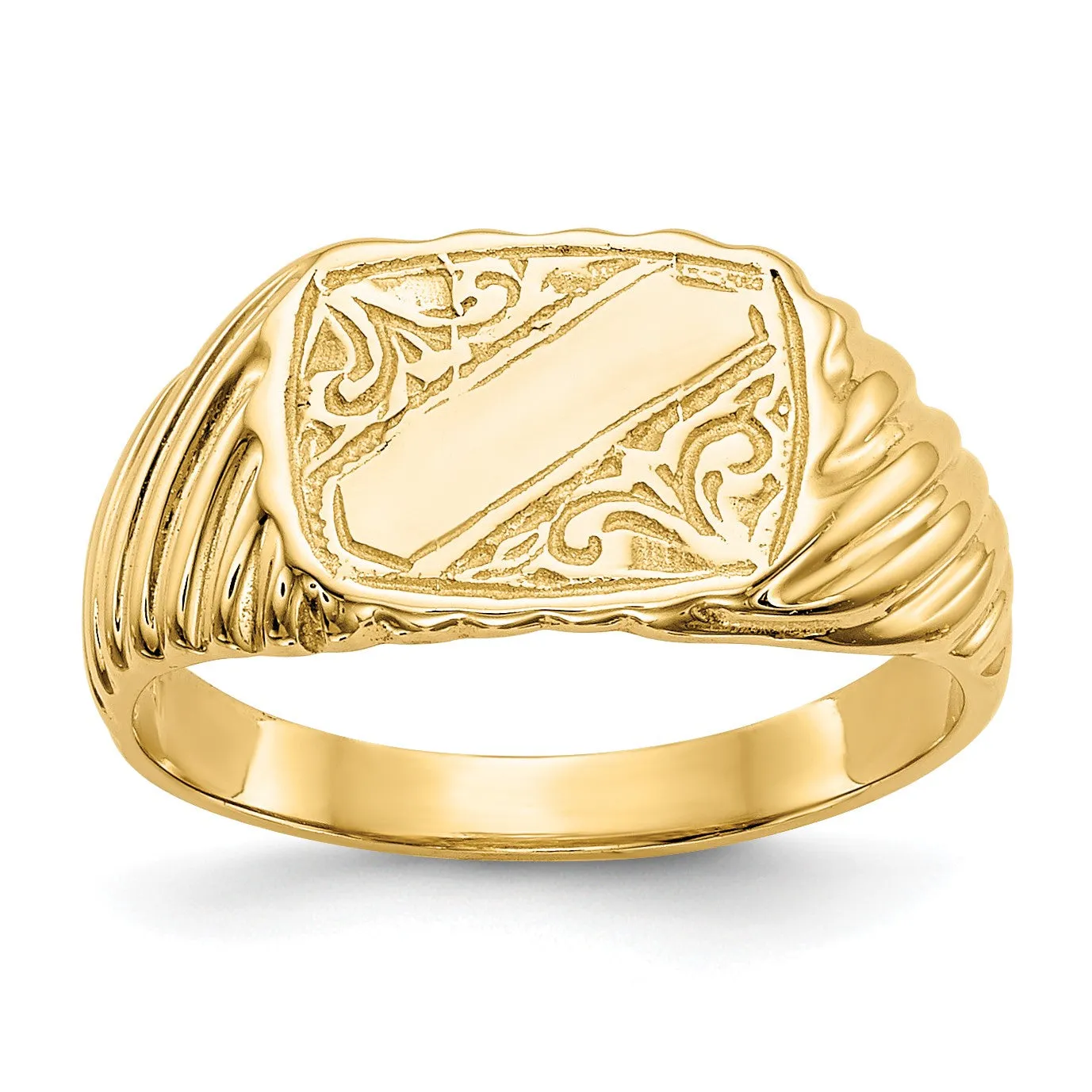 14KT Yellow Gold Childrens Signet Ring; Size 2.5