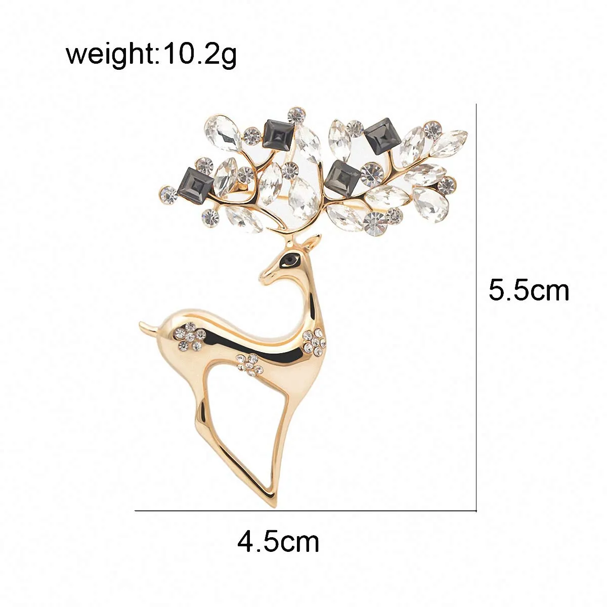 2 Colors Rhinestone Deer Brooches Women Christmas Reindeer Pins Luxury Coat Corsage Jewelry silver