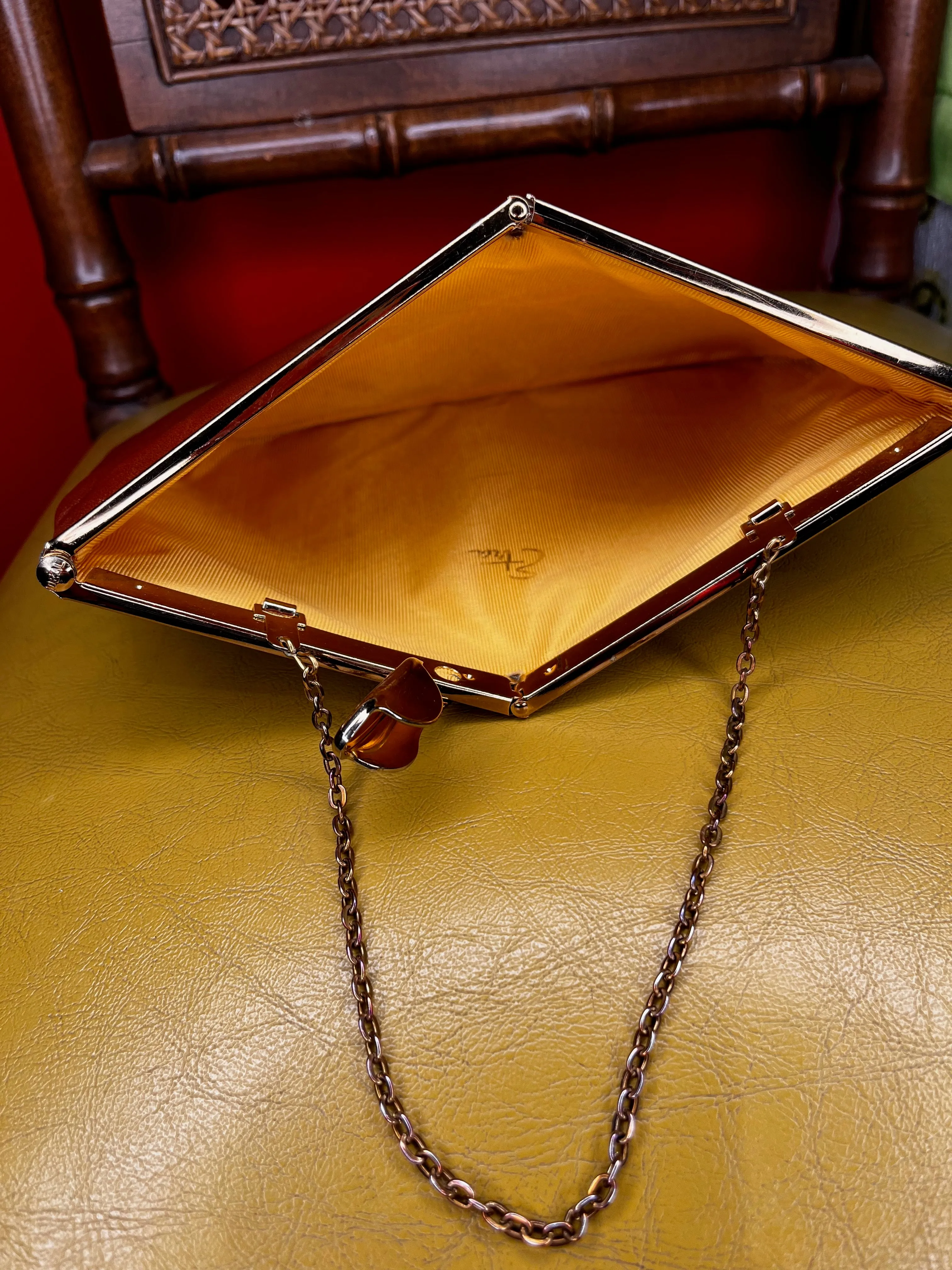 50's-60's Etra Cognac Brown Convertible Clutch