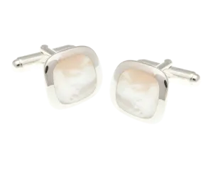925 Sterling Silver Mother of Pearl Soft Square Cufflinks