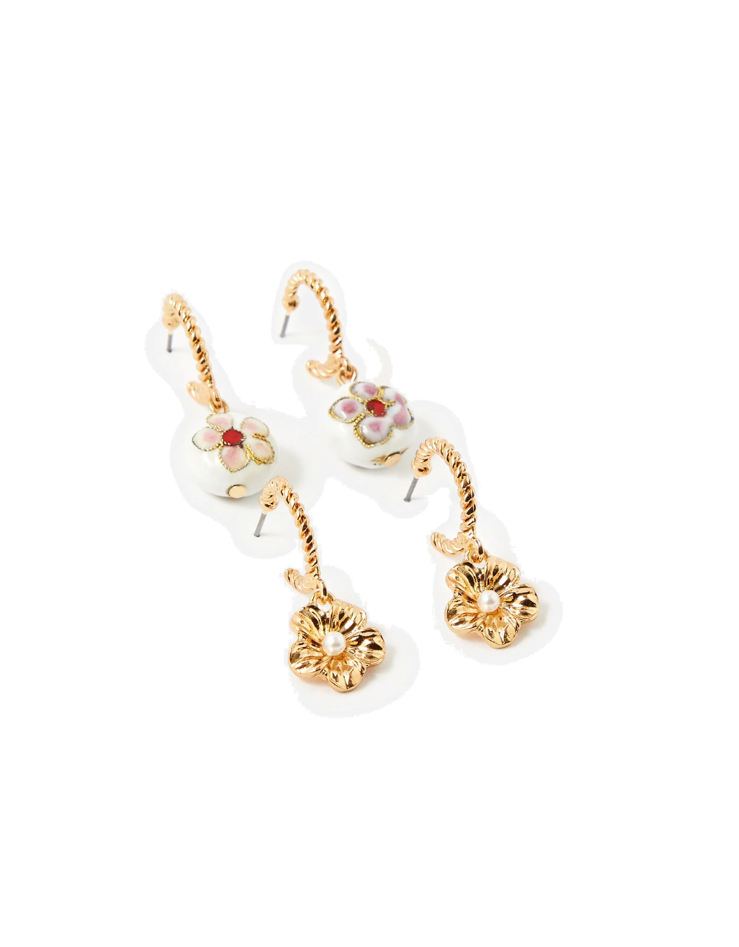 Accessorize London Women's Set of 2 Electic Meadow Muse Hoop Earrings
