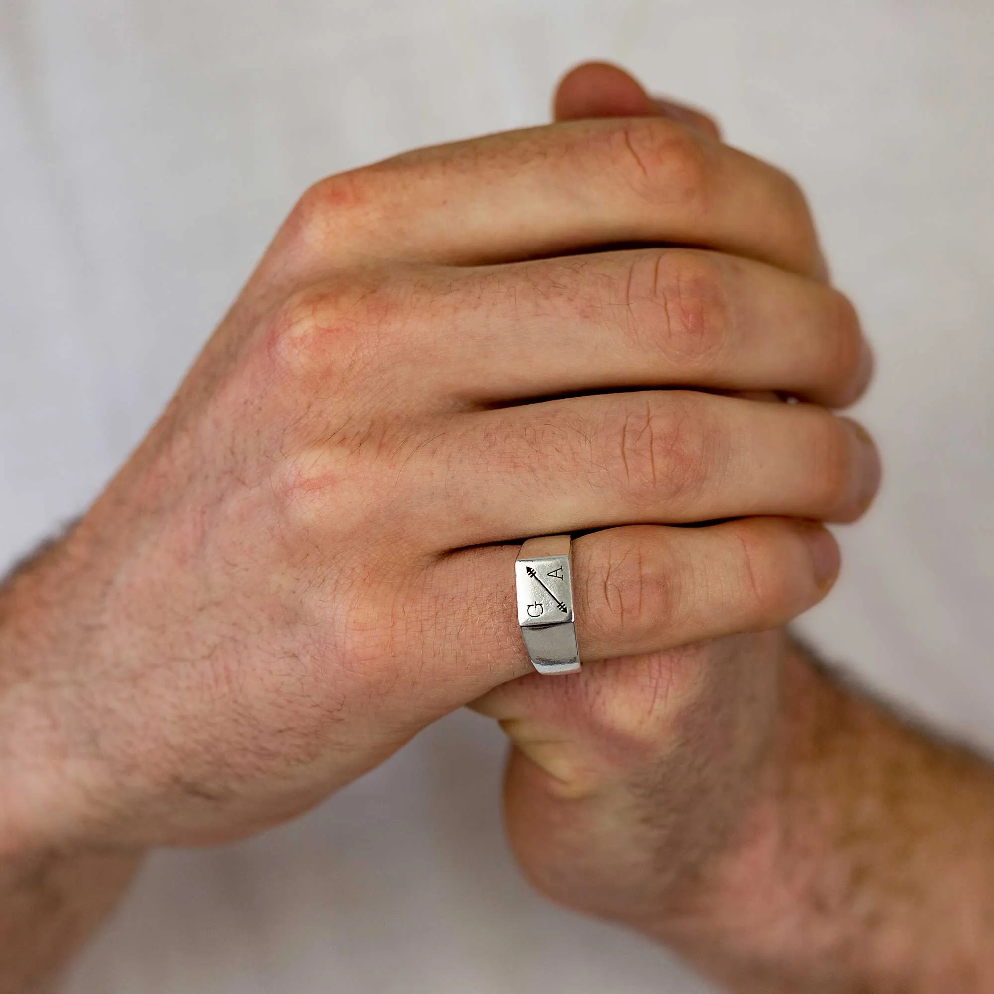 Adventure Arrow Personalised Silver Signet Ring