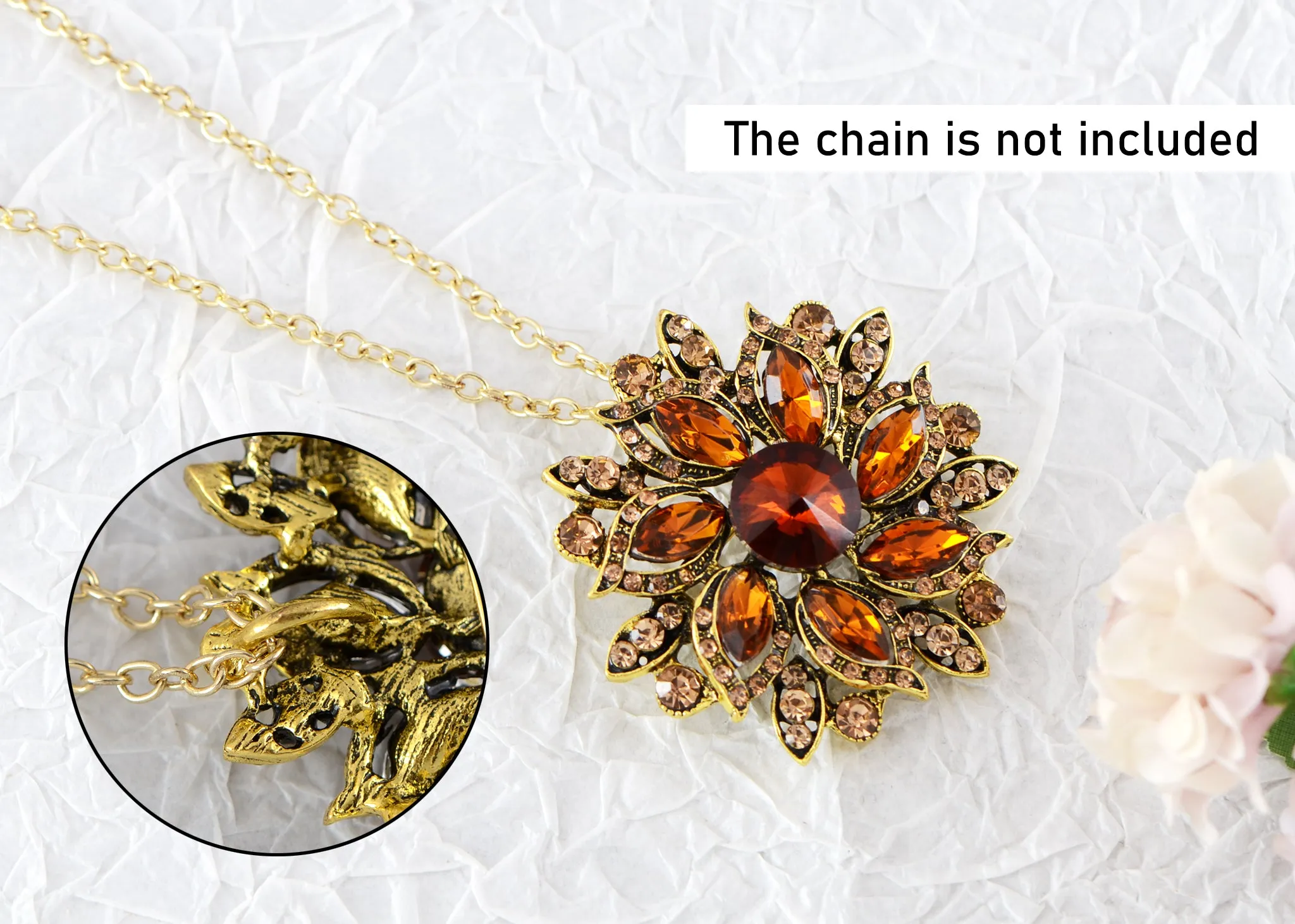 Alilang Crystal Rhinestone Bridal Flower Wreath Brooch Pin Necklace for Weddings Christmas