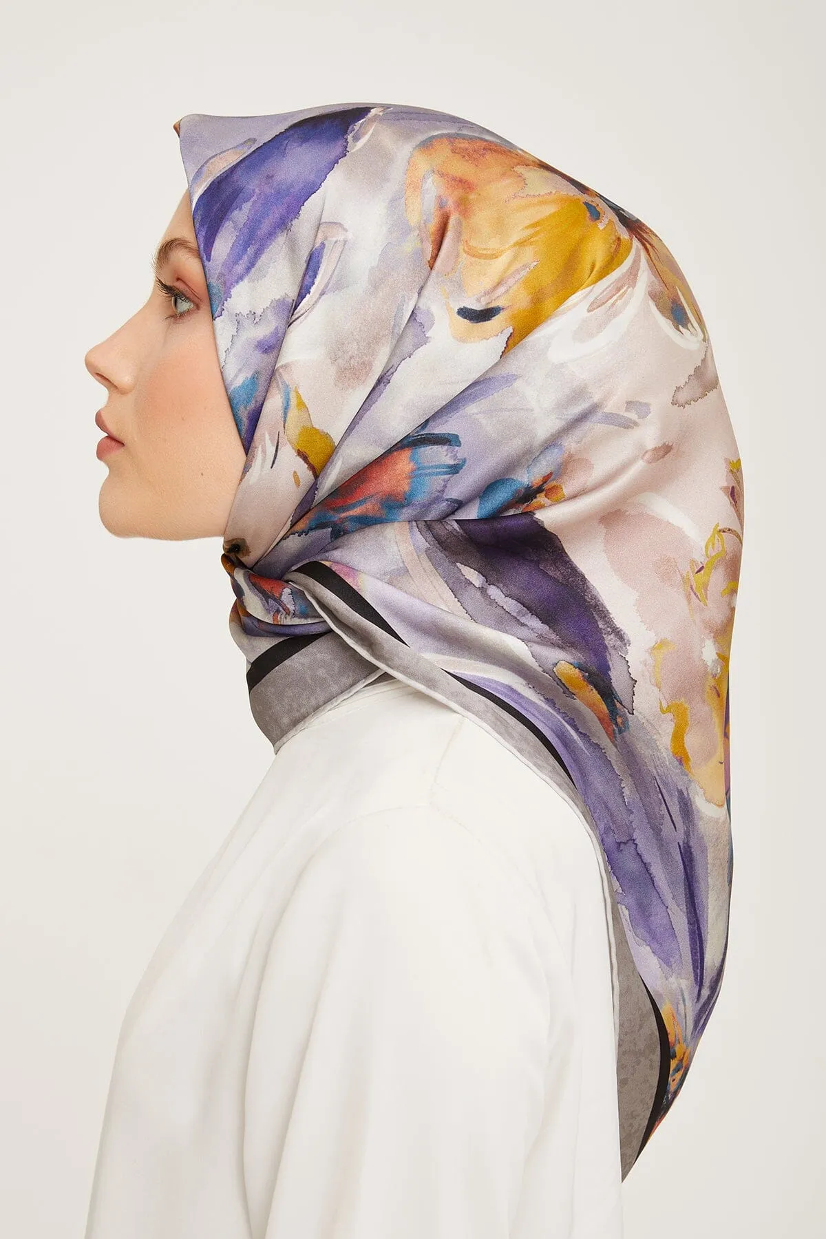 Armine Iris Floral Silk Scarf #34