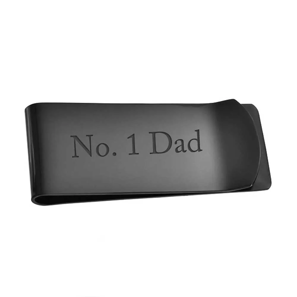 Basic Large Wide Strong Money Clip Card Holder for Men - Black Gold Silver Stainless Steel
