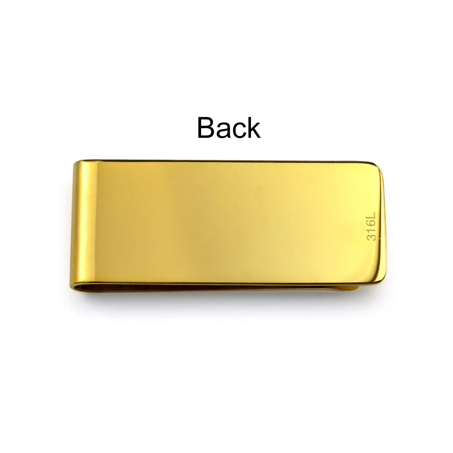 Basic Large Wide Strong Money Clip Card Holder for Men - Black Gold Silver Stainless Steel