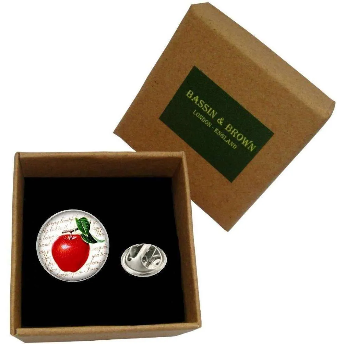 Bassin and Brown Apple Lapel Pin - Red