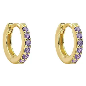 Beginnings Crystal Hoop Earrings - Gold/Purple
