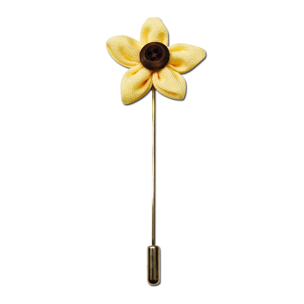 Beige Star Button Lapel Pin Boutonniere