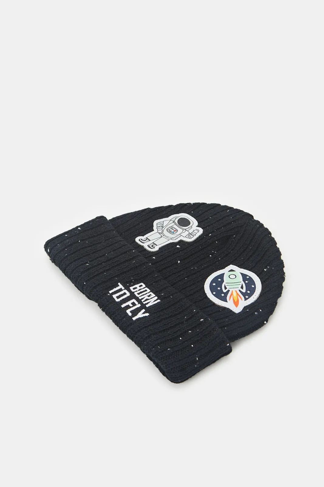 Boys Black Astronaut Knitted Cap