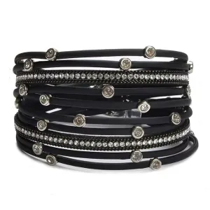 Bracelets for Women Leather Wrap Bracelet Stud Beads Crystal Cuff Bracelets Jewelry for Ladies Girls birthday gifts for Girlfriend