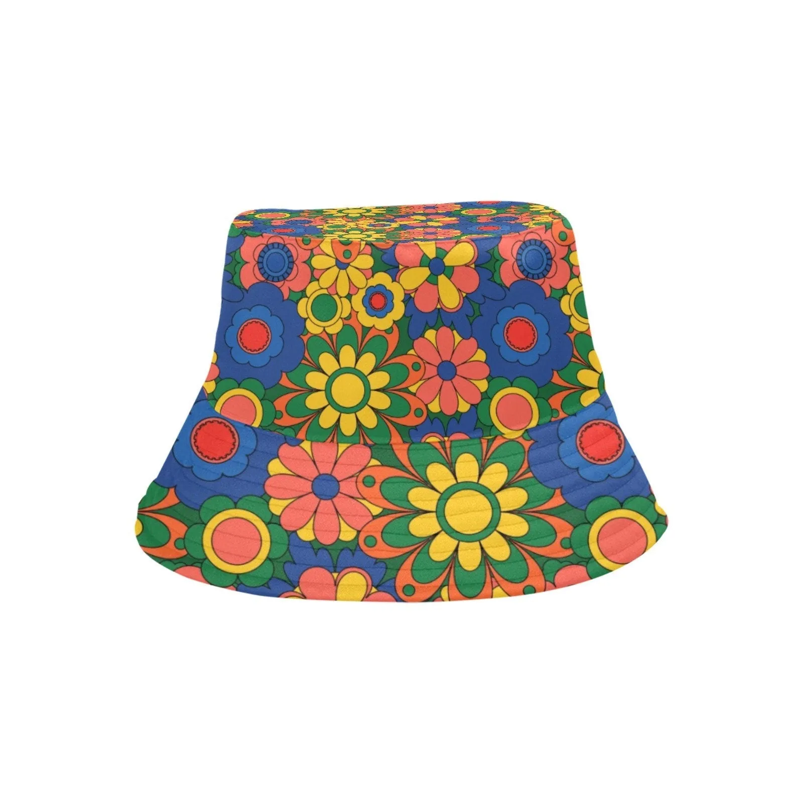 Bucket Hat, Hippie Hat, Mod Hat, Unisex hat, Retro Hat, 60s 70s style hat , Floral Hat, Boho hat, Multicolor Bucket Hat, Blue bucket hat