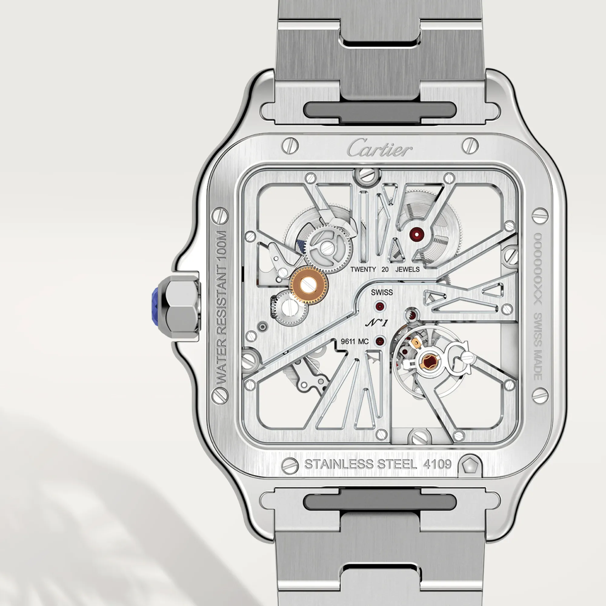 Cartier Santos Stainless Steel Skeleton Men's Watch