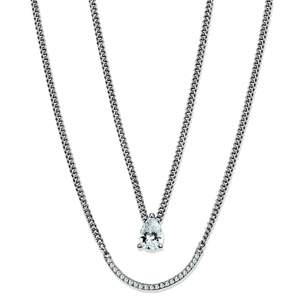 Chain Necklace Pendant TS514 - Rhodium 925 Sterling Silver
