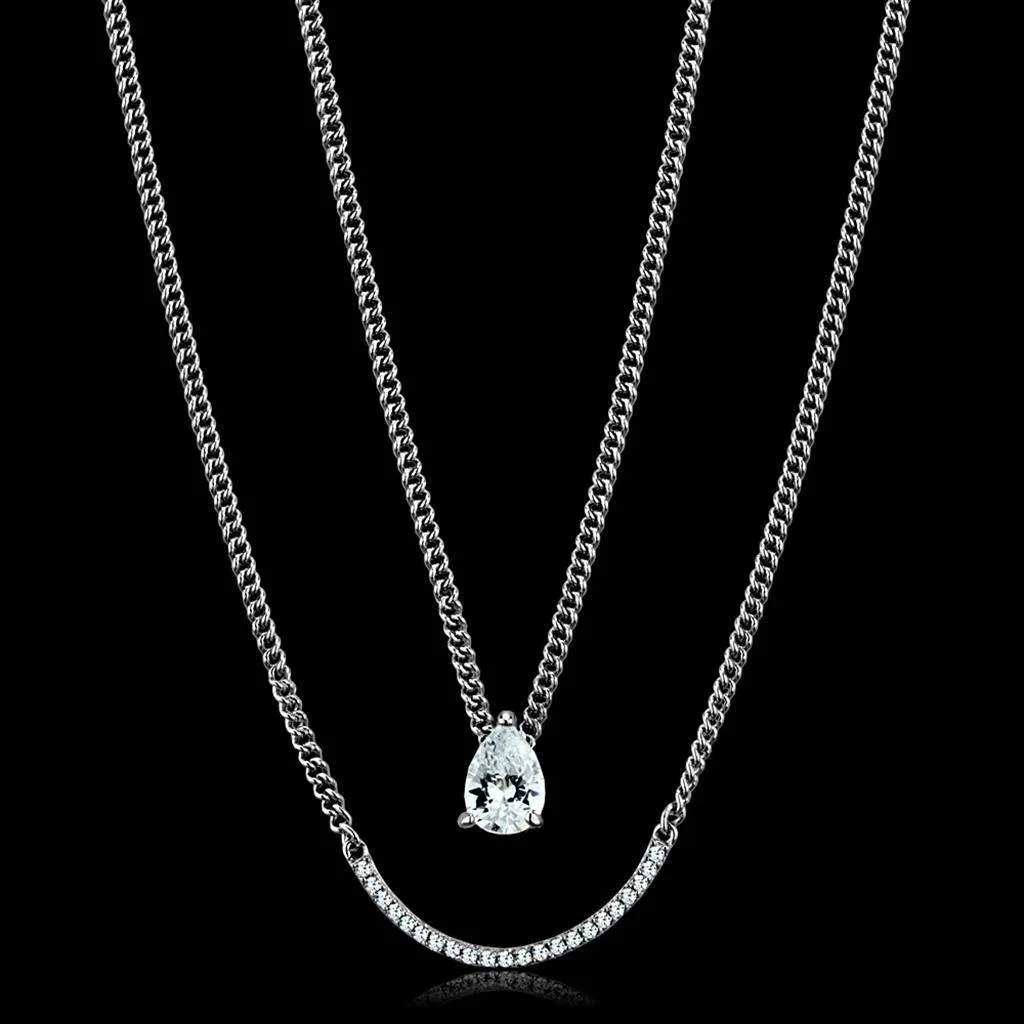Chain Necklace Pendant TS514 - Rhodium 925 Sterling Silver