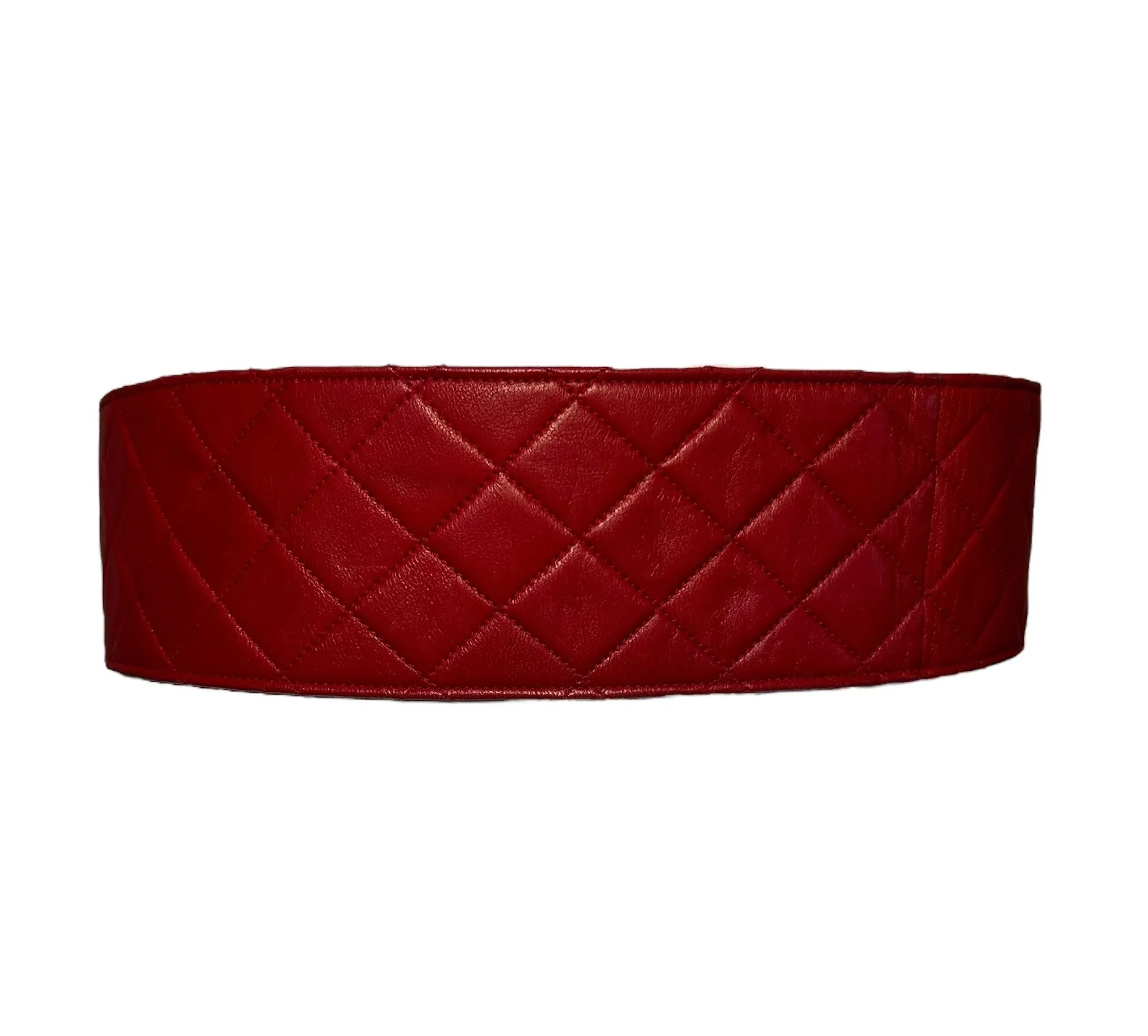 Chanel 80s Red Quilted CC Buckle Belt