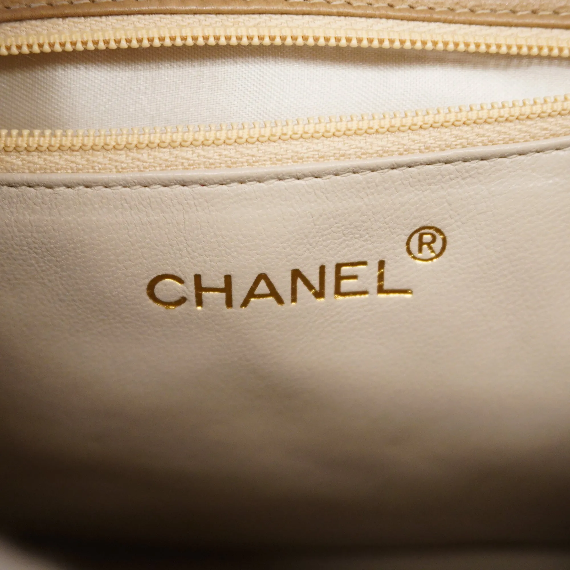 CHANEL  Matelasse Chain Shoulder Lambskin Women's Leather Shoulder Bag Beige