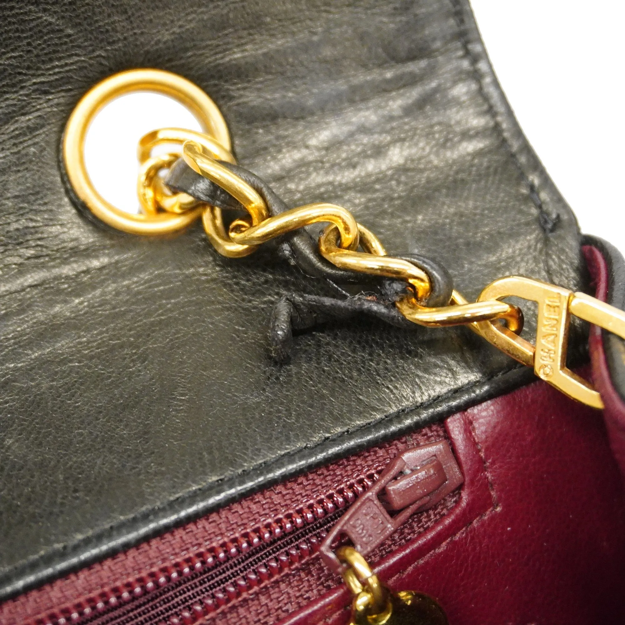 CHANEL  Matelasse Diana Flap Women's Leather Shoulder Bag Black