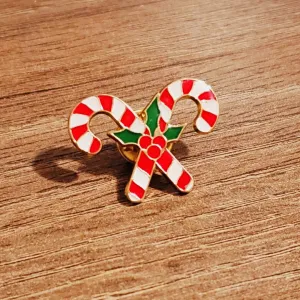 Christimas Candy Cane Enamel Lapel Pin