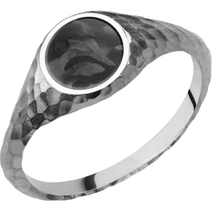 Circle Cobalt Chrome Signet Ring / Hammer Ring Finish and Polish Signet Finish / Forged Carbon Fiber Inlay / Size 8.5