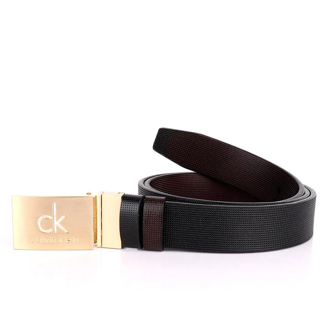 CK Dotted Leather Men's Reversible Black And Brown Belt