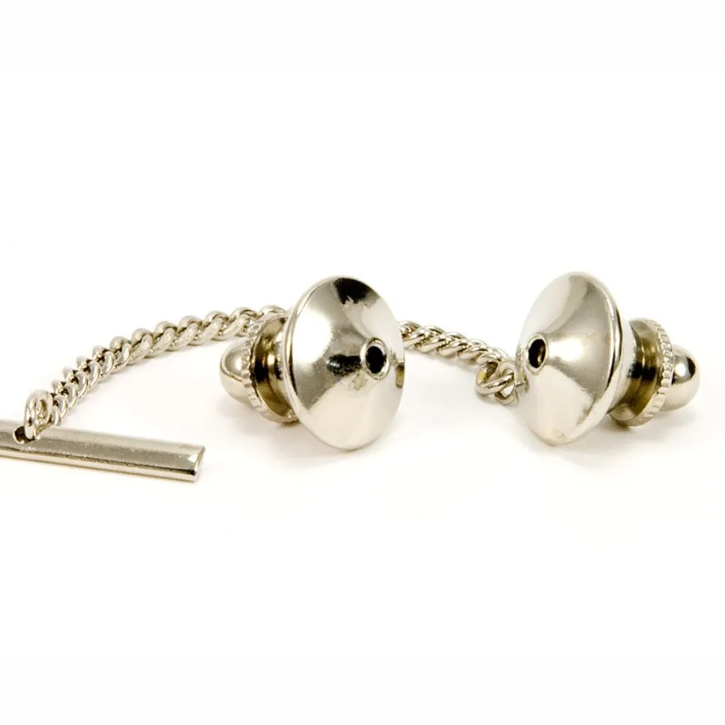 Classic Black Ebony Sterling Silver Inlay Tie Tack / Lapel Pin