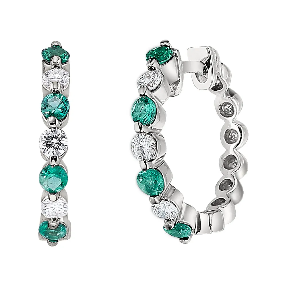 Classic Ruby and Diamond Hoop Earrings Mid-Size