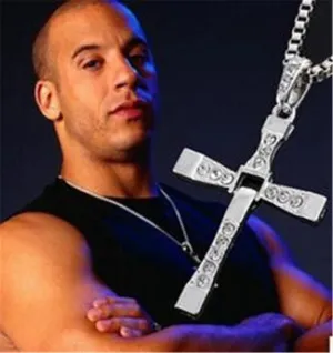 Crystal Cross Pendant Men's Necklace