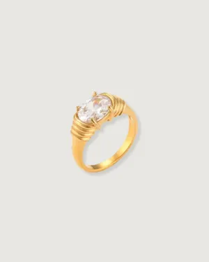 CRYSTAL VINTAGE RING 18K GOLD PVD