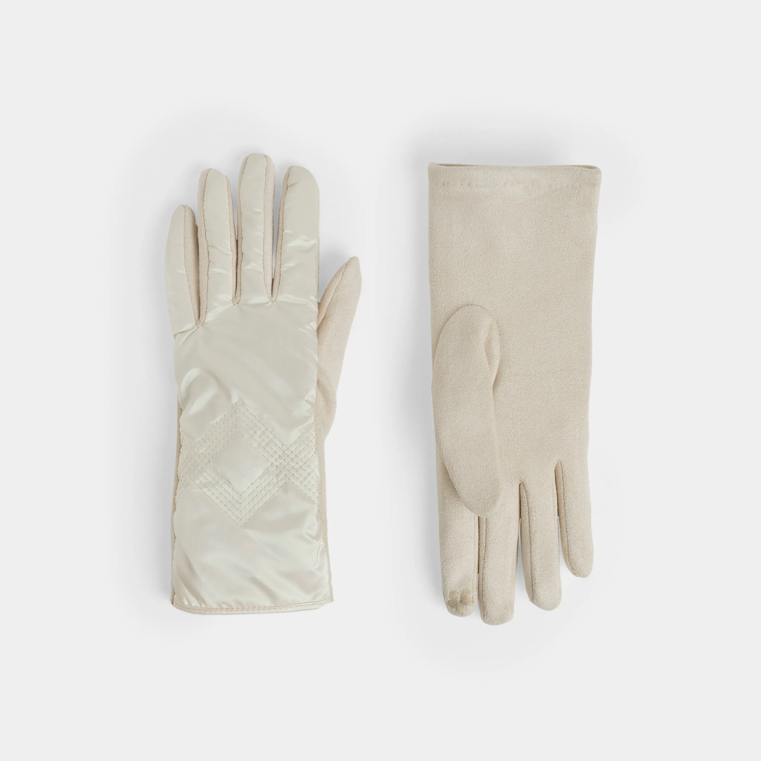 Diamond Puffer Touchscreen Gloves - White - Final Sale