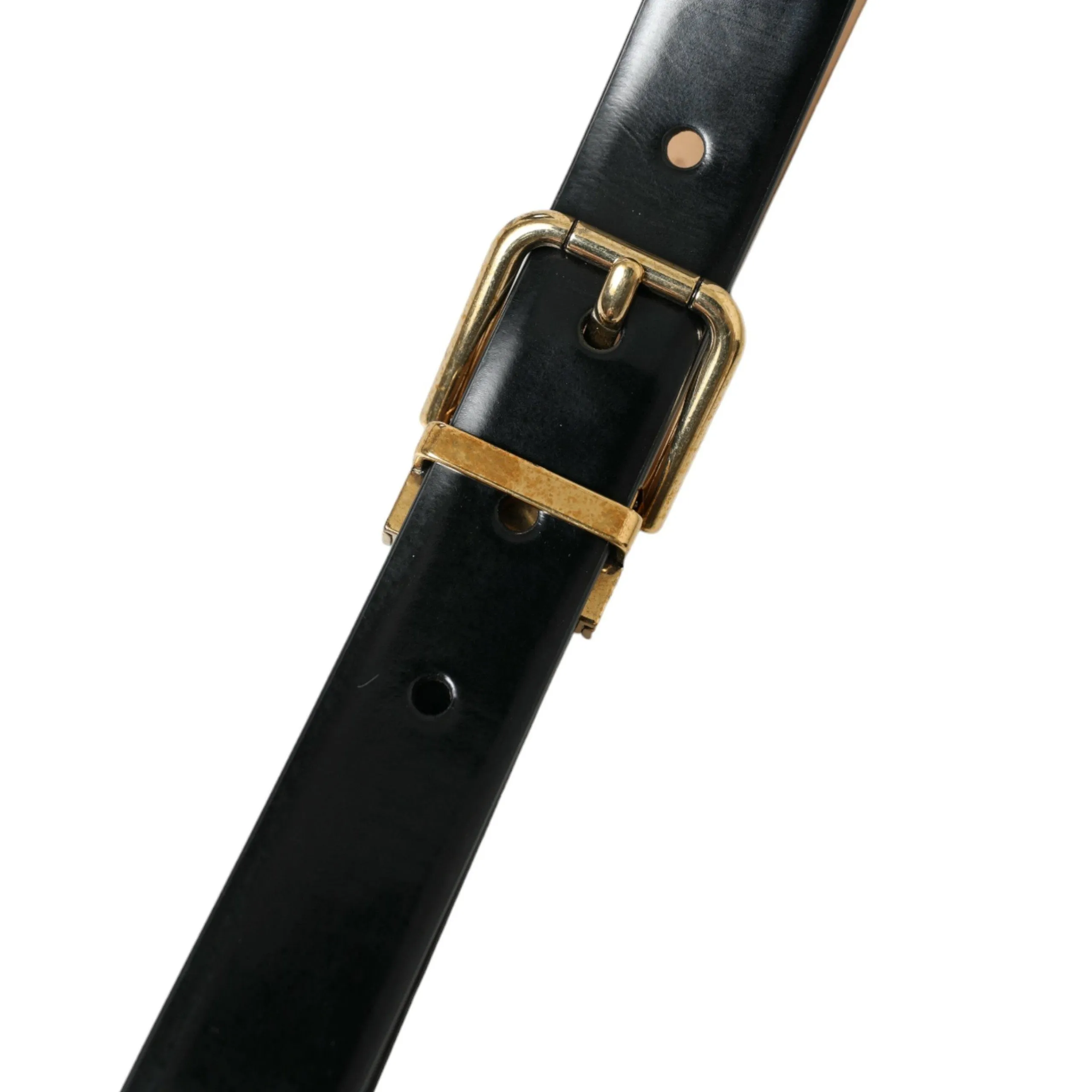 Dolce & Gabbana Elegant Black Leather Waist Belt with Logo Buckle