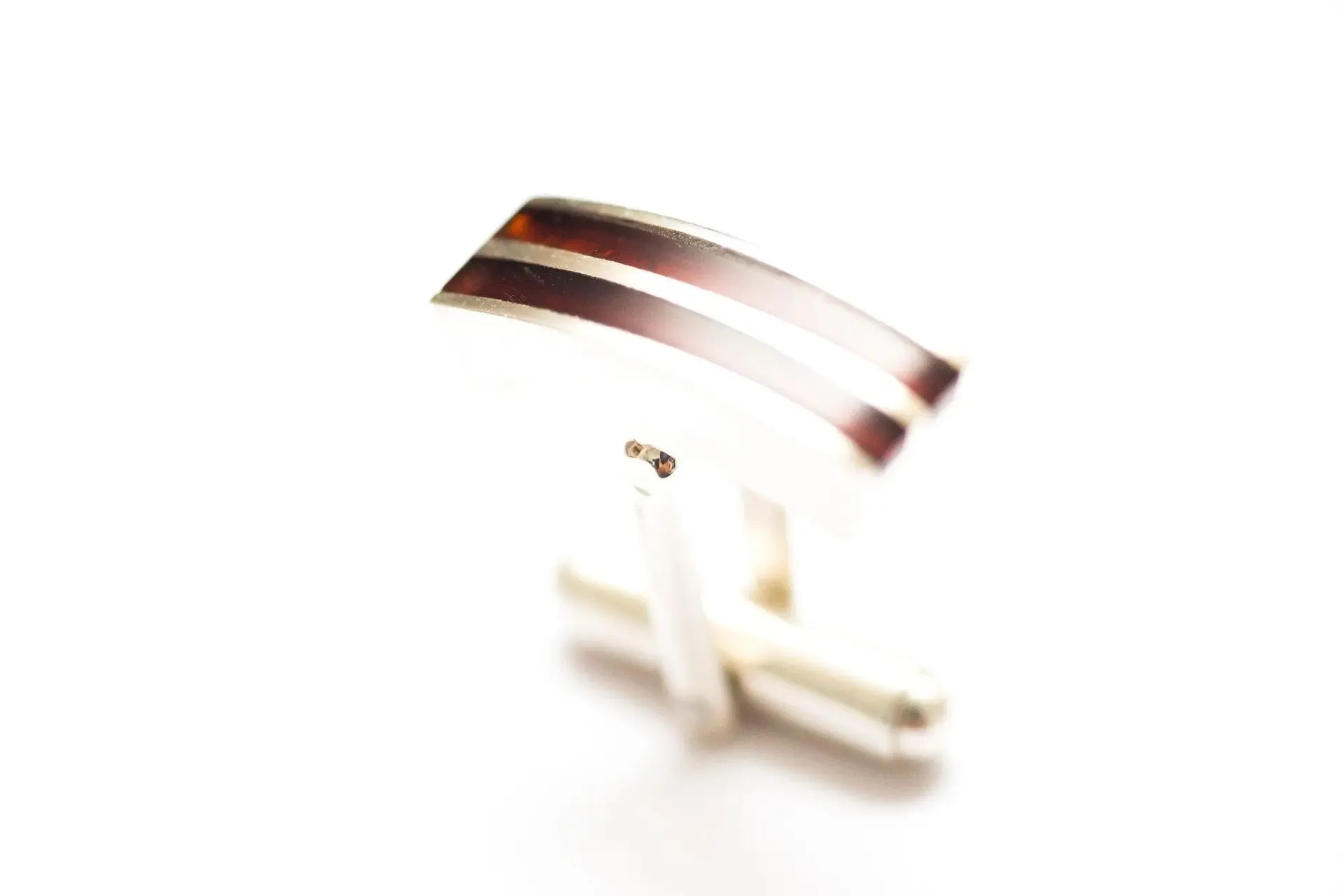 Double Stripe Amber Cufflinks - Elegant Baltic Amber & Sterling Silver Men's Accessory