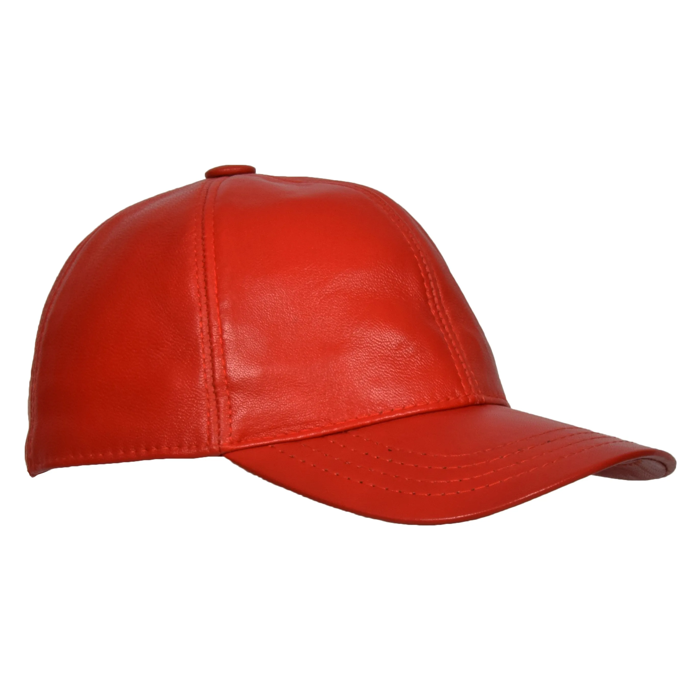 DR395 Classic Leather Baseball Cap Red