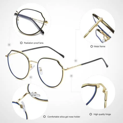 DUCO Metal Frame Vintage Eyewear for Women W014