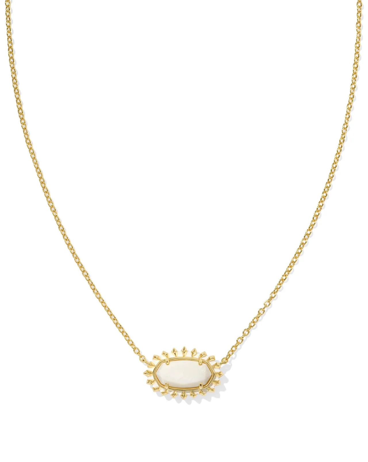 ELISA COLOR BURST FRAME SHORT NECKLACE-GOLD WHITE MOTHER OF PEARL