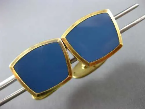 ESTATE AAA BLUE CHALCEDONY 18KT YELLOW GOLD 3D CLASSIC SQUARE MEN'S CUFFLINKS