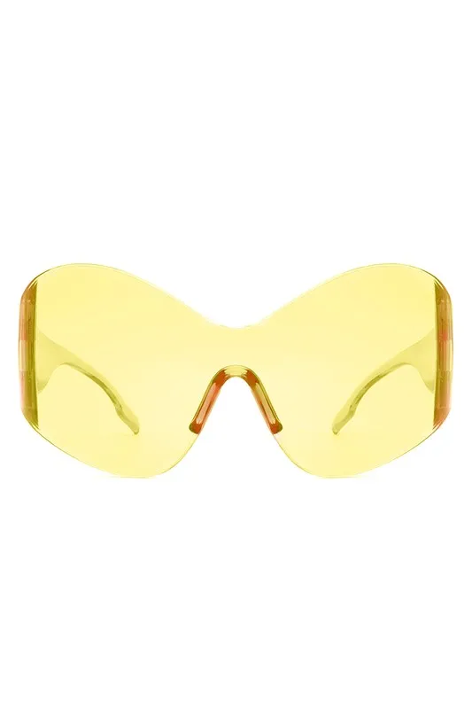 Fashion Rimless Oversized Wraparound Sunglasses