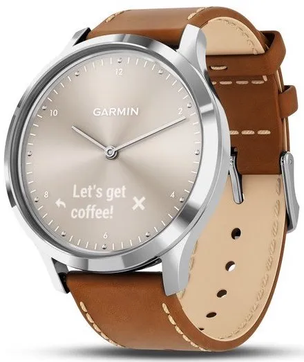 Garmin Watch Vivomove HR Premium Steel Tan Leather D
