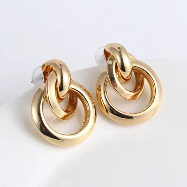 Geometric Round Hoop Earrings | Twist Hoop Earrings | Minimalist Earrings | Chunky Hoop Earrings | Small Curve Earrings | Tube Hoop Earrings