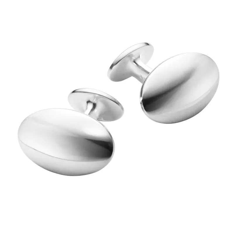 Georg Jensen Men's Classic Sterling Silver Domed Oval Cufflinks