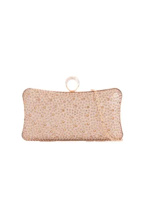 Gold Diamante Ring Clutch Bag