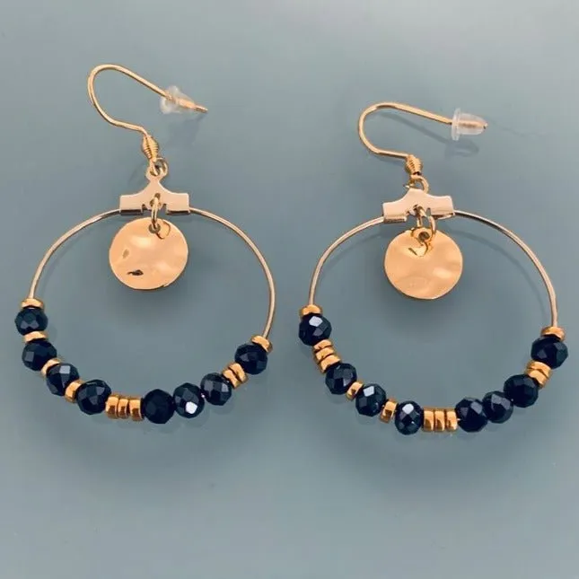 Golden Creole Earrings in Stainless Steel and Gold | Turquoise Beads Earrings | Women's Jewelry | Gift jewelry | Women's Gift | Women's Gift Idea