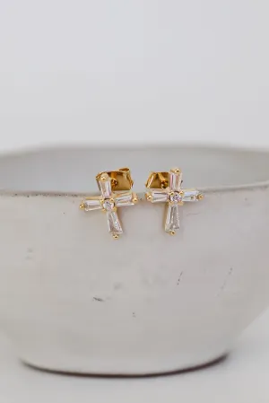 Gracie Gold Rhinestone Cross Stud Earrings
