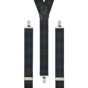 Green & Navy Tartan Trouser Braces