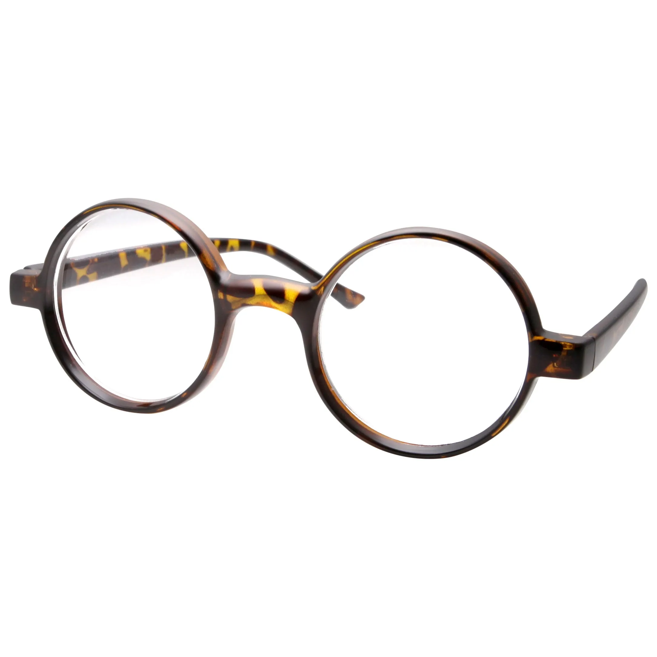 grinderPUNCH Kids Childrens Wizard Nerd Round Black Frame Glasses, Clear Lens (Age 4-12) - Harry Potter Glasses Edna Mode Costume Glasses