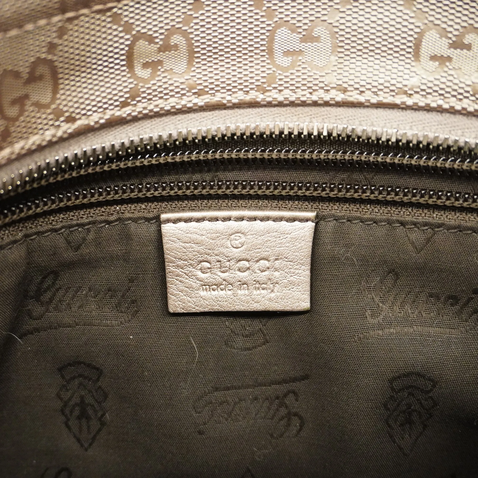 GUCCI  GG Imprime 201538 Women's Leather Shoulder Bag Gray