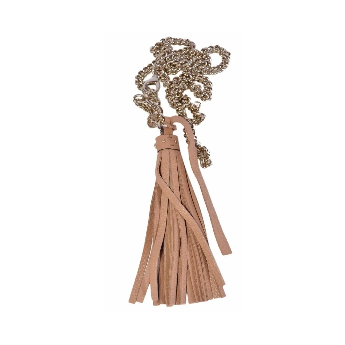 Gucci Leather Tassel GG Gold Chain Camelia Beige Belt Size (32) 388992